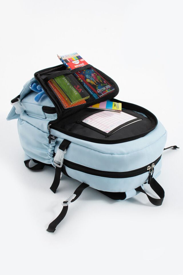 Stitch Kore Tarzı Aksesuarlı Çocuk Ilkokul Çantası - 5 Bölmeli Su Geçirmez