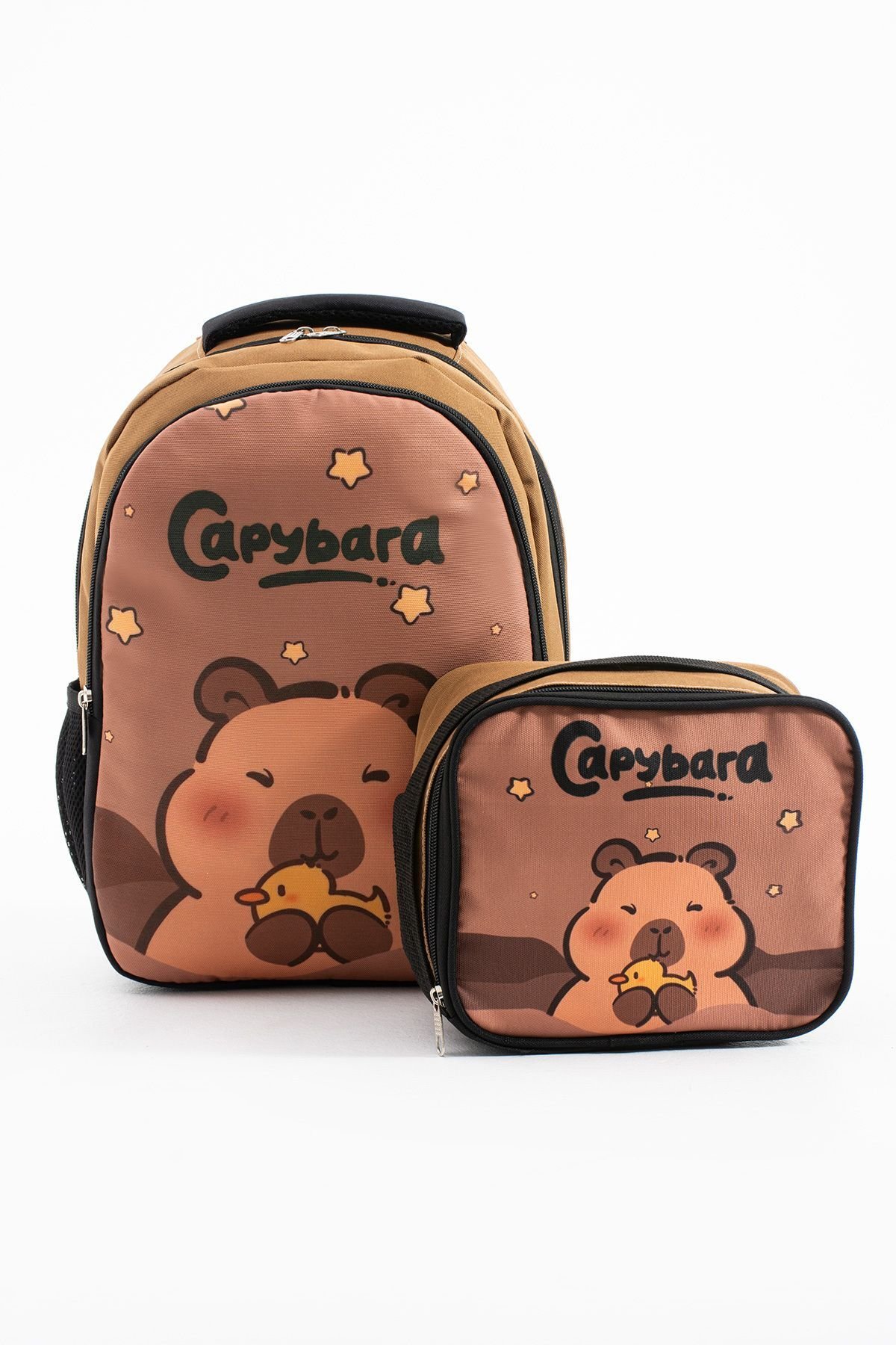 Cappybara Su Geçirmez Beslenmeli İlkokul Çantası Seti