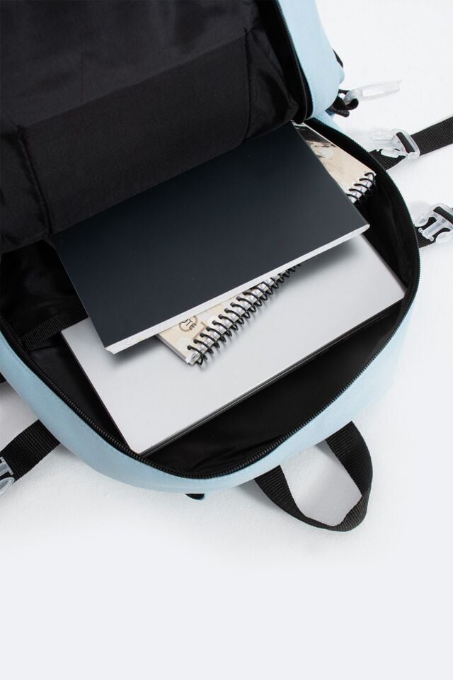 Stitch Kawaii Kore Tarzı Aksesuarlı Çok Bölmeli Çocuk Okul Çantası