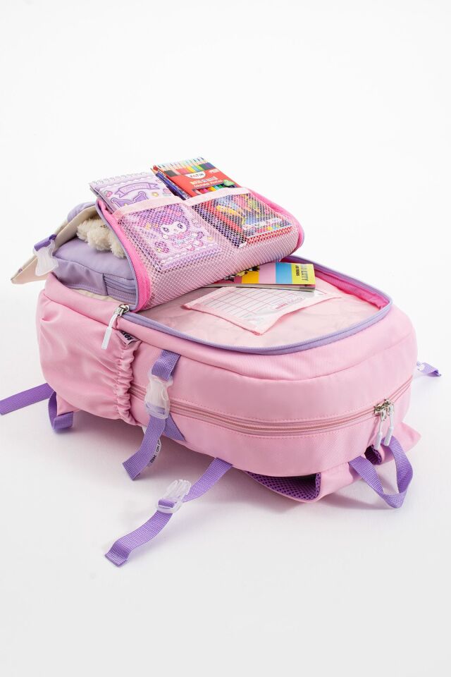 Kawaii Kore Tarzı Ayıcıklı Aksesuarlı Çok Bölmeli Çocuk Okul Çantası