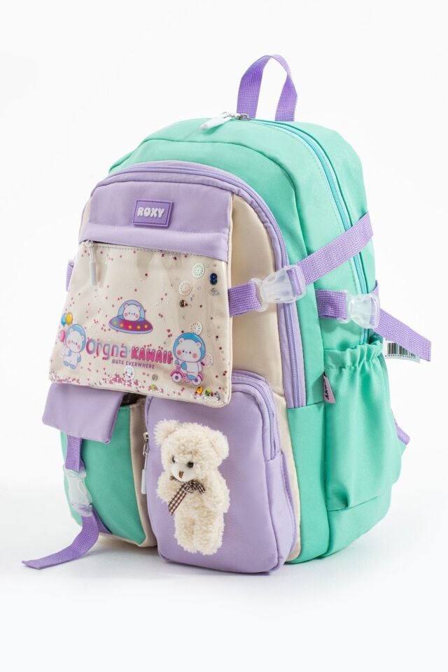 Kawaii Kore Tarzı Ayıcıklı Aksesuarlı Çok Bölmeli Çocuk Okul Çantası