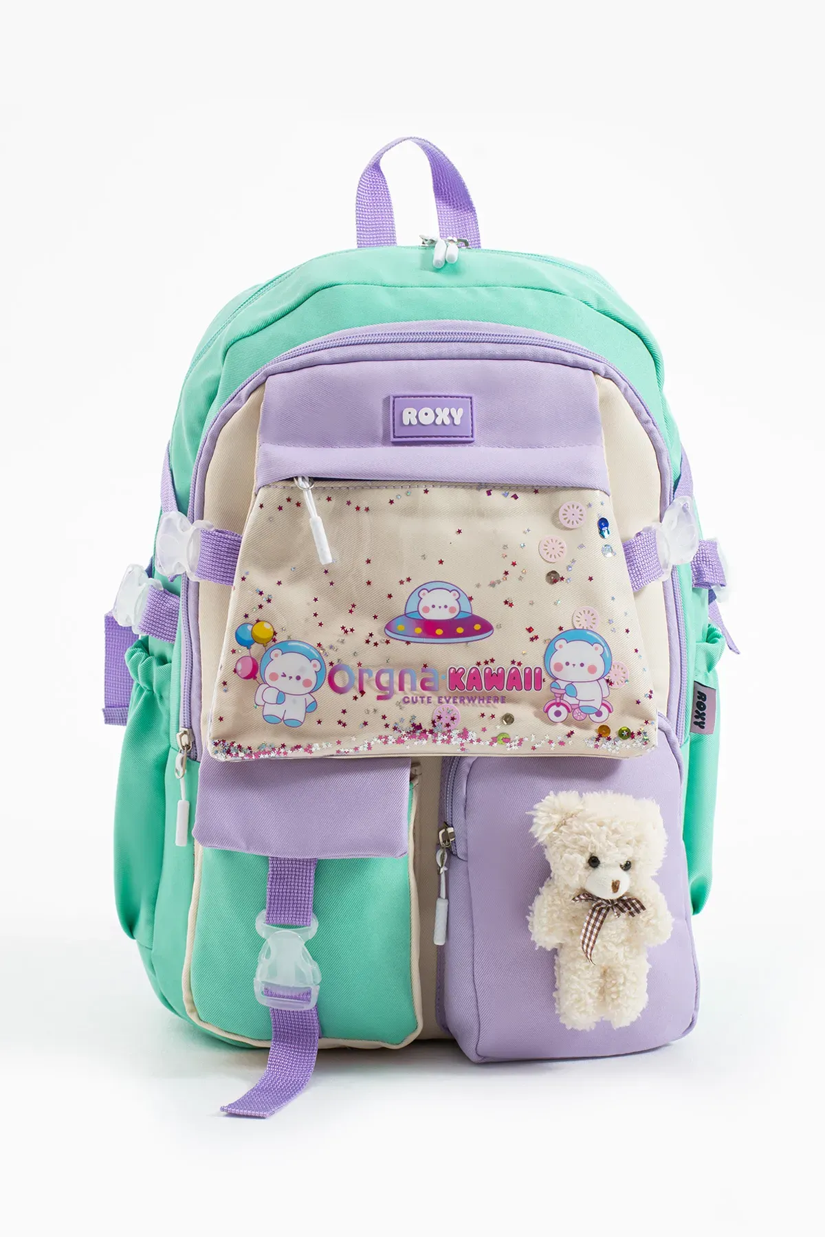 Kawaii Kore Tarzı Ayıcıklı Aksesuarlı Çok Bölmeli Çocuk Okul Çantası