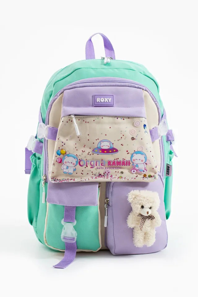 Kawaii Kore Tarzı Ayıcıklı Aksesuarlı Çok Bölmeli Çocuk Okul Çantası