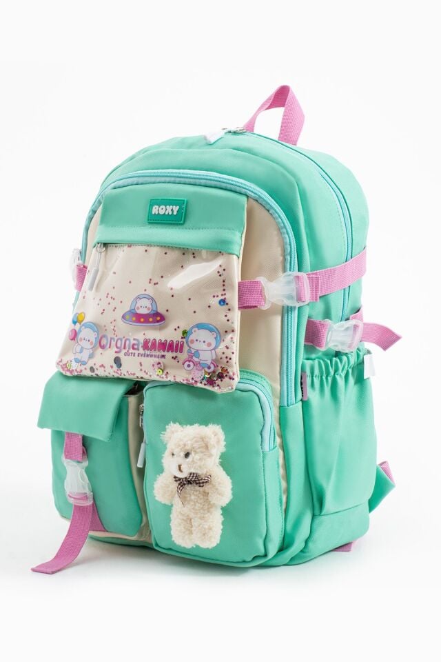 Kawaii Kore Tarzı Ayıcıklı Aksesuarlı Çok Bölmeli Çocuk Okul Çantası