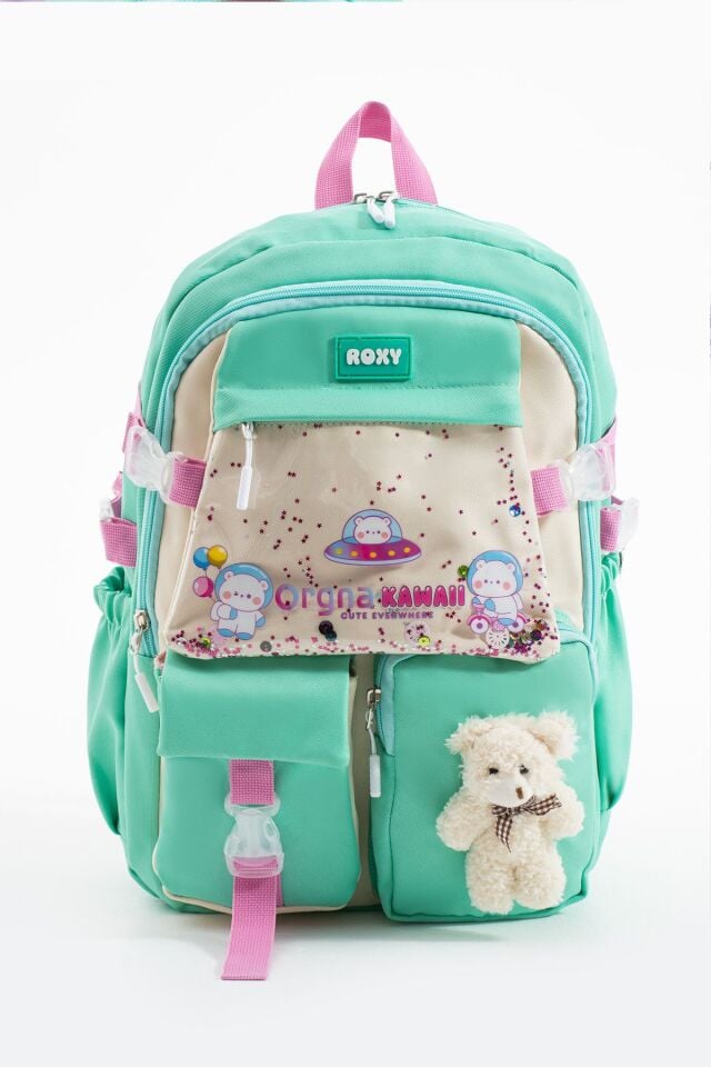 Kawaii Kore Tarzı Ayıcıklı Aksesuarlı Çok Bölmeli Çocuk Okul Çantası