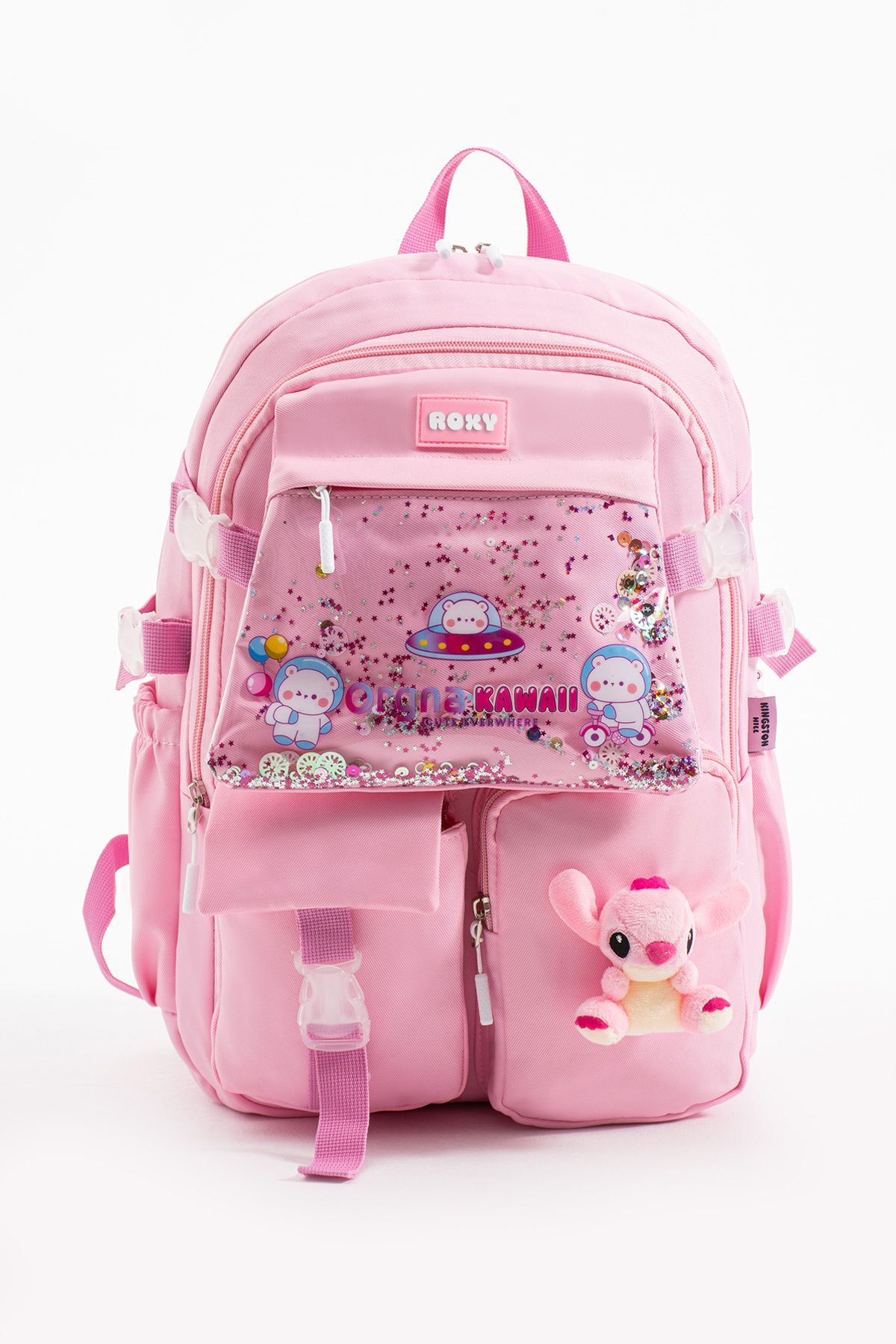 Stitch Kawaii Kore Tarzı Aksesuarlı Çok Bölmeli Çocuk Okul Çantası