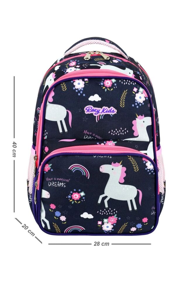 Lisanslı Unicorn 3'lü Set İlkokul Çantası, Termal Beslenme Çantası ve Kalem Kutusu Seti