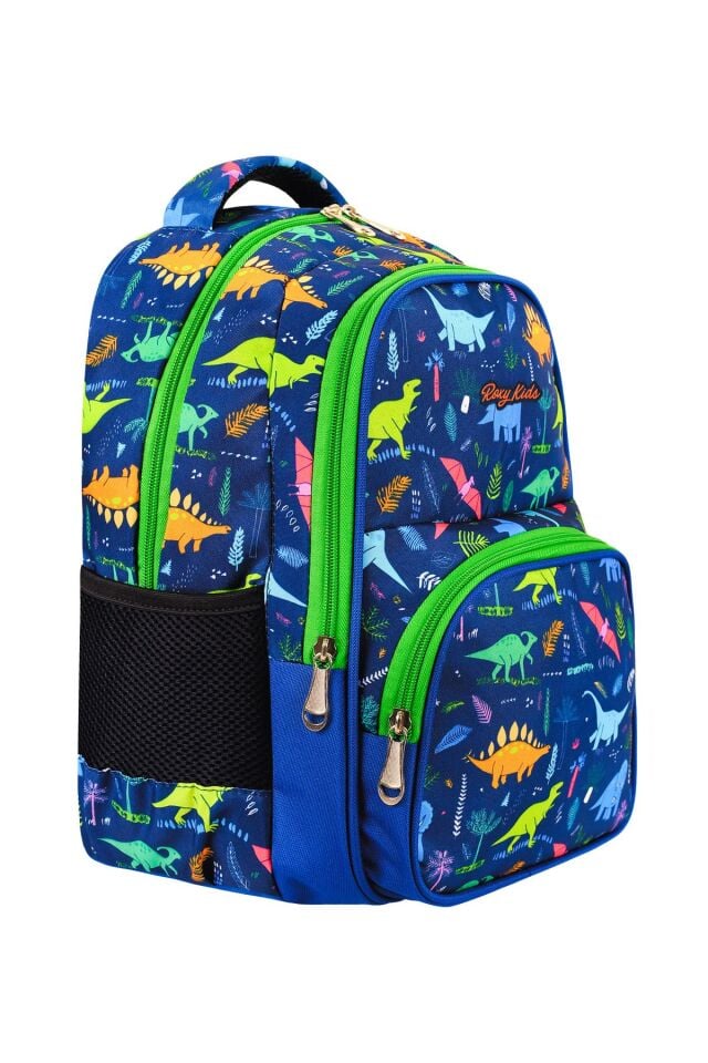 Lisanslı Dinozor Desenli 3'lü Set Ilkokul Çantası, Termal Beslenme Çantası Ve Kalem Kutusu Seti