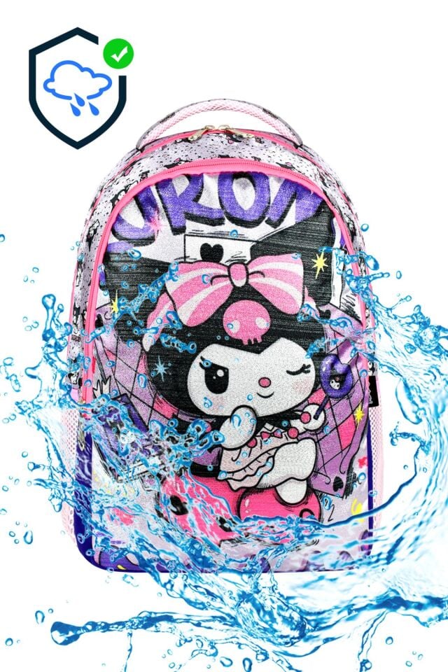 Simli Kuromi Mor İlkokul ve Termal Beslenme Çantası Seti