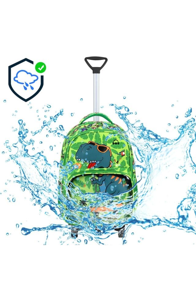 Dinozor Portatif Çekçek 3'lü Set İlkokul Çantası, Termal Beslenme Ve Kalem Kutusu Seti