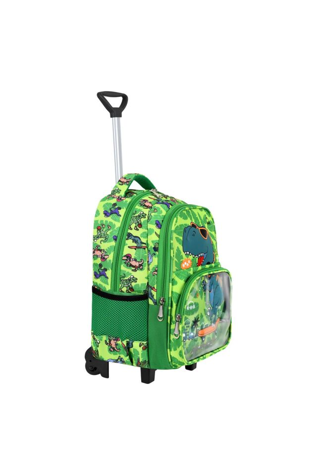 Dinozor Portatif Çekçek 3'lü Set İlkokul Çantası, Termal Beslenme Ve Kalem Kutusu Seti