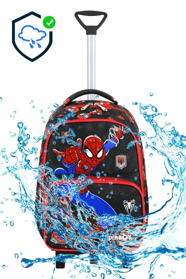 Örümcek Baskılı Portatif Çekçek 3'lü Set İlkokul Çantası, Termal Beslenme Ve Kalem Kutusu Seti