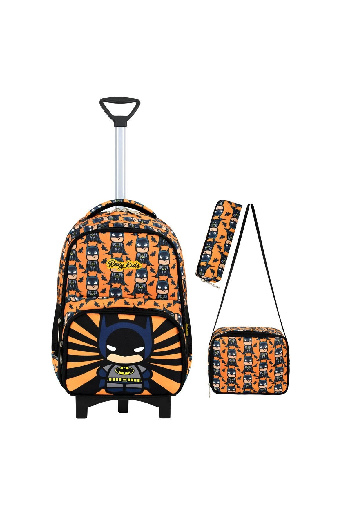 Batman Portatif Çekçek 3'lü Set Ilkokul Çantası, Termal Beslenme Ve Kalem Kutusu Seti