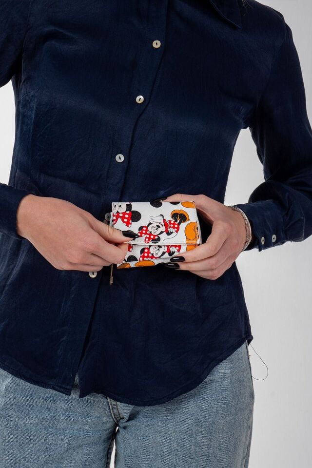 Minnie Mouse Kadın Fermuarlı Ve Çıtçıtlı Bozuk Para Bölmeli Cüzdan