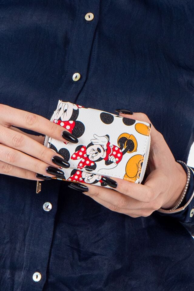 Minnie Mouse Kadın Fermuarlı Ve Çıtçıtlı Bozuk Para Bölmeli Cüzdan