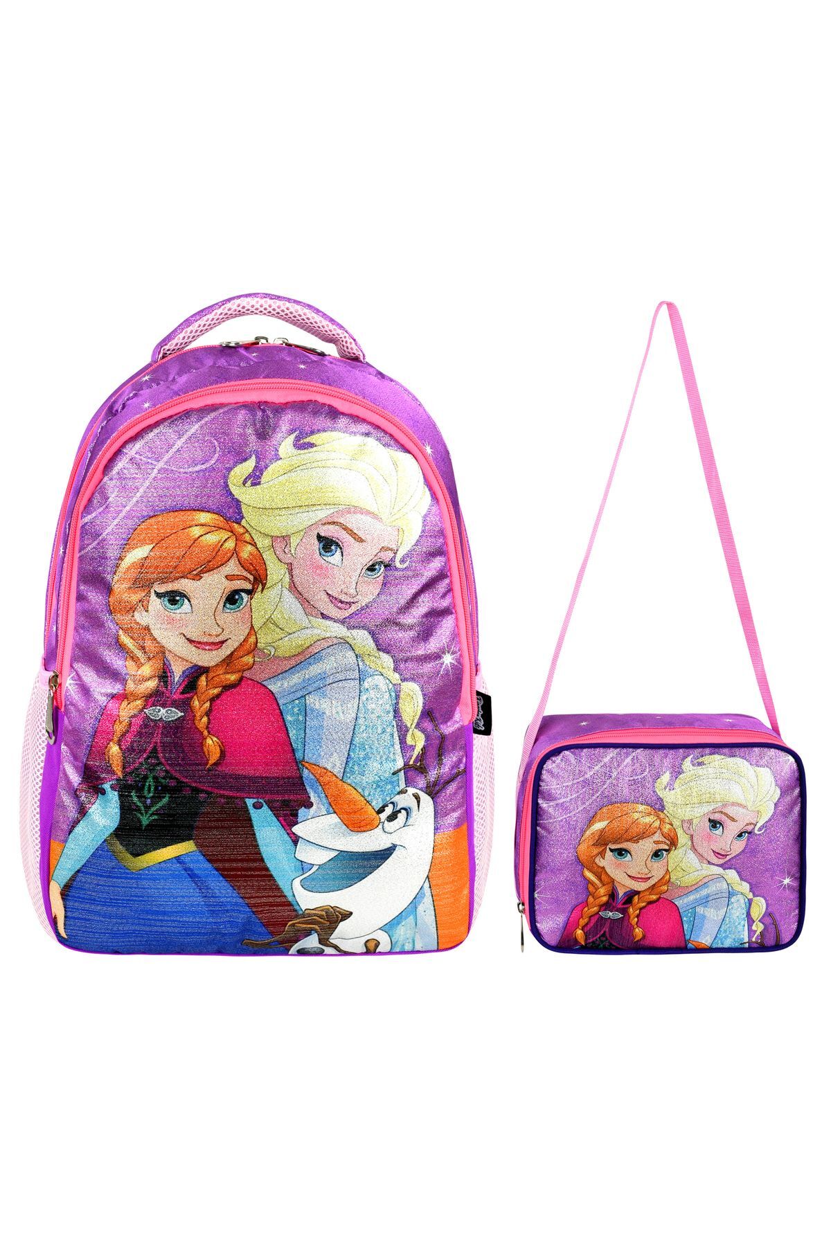 Simli Frozen Elsa İlkokul ve Beslenme Çantası Seti