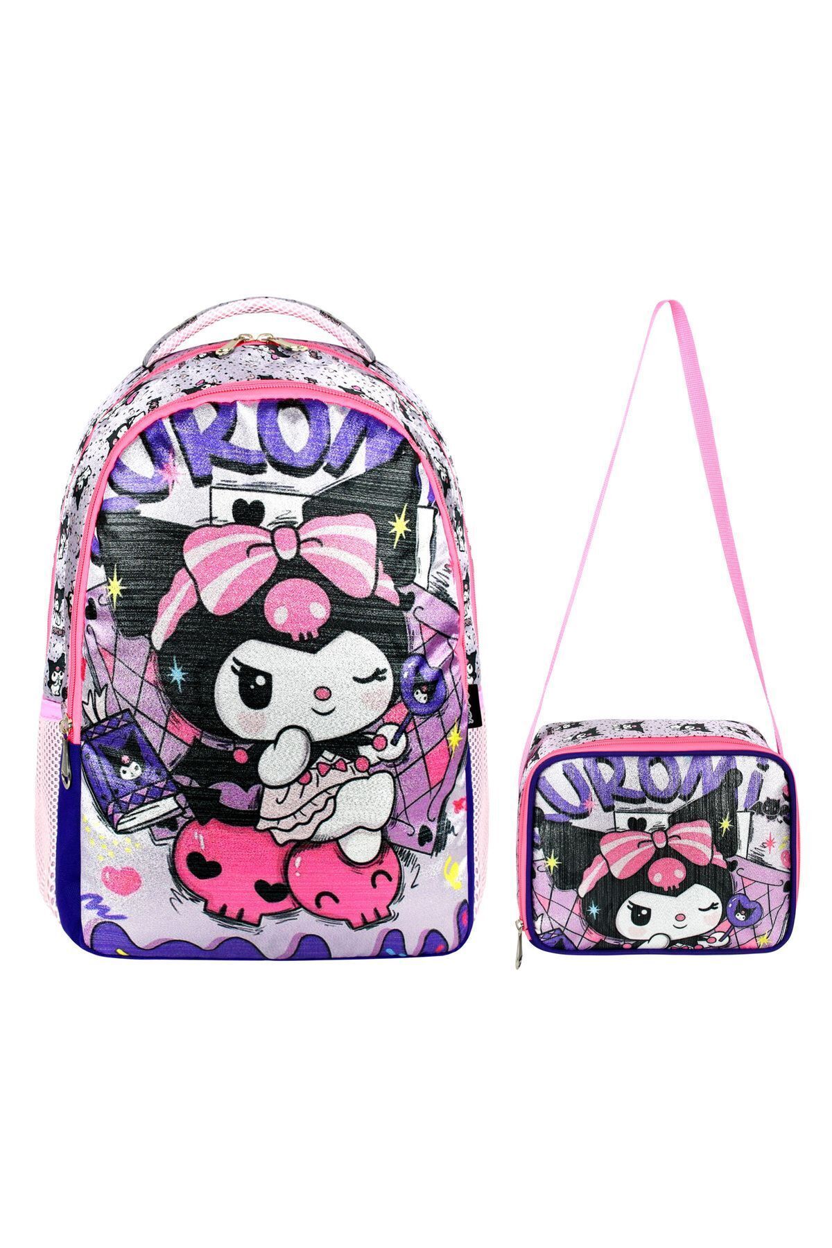 Simli Kuromi İlkokul ve Beslenme Çantası Seti