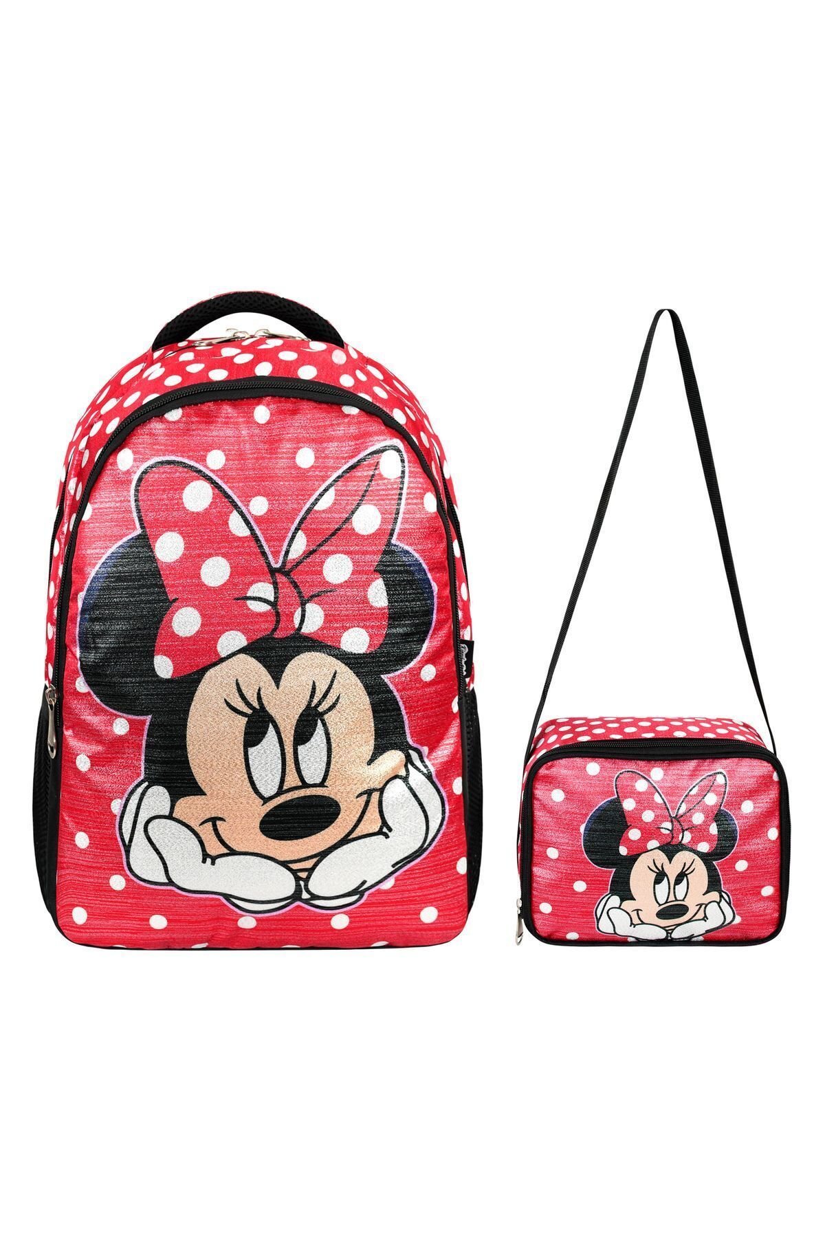 Simli Minnie İlkokul ve Beslenme Çantası Seti