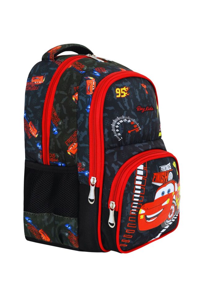 Araba Baskılı 3'lü Set Ilkokul Çantası, Termal Beslenme Çantası Ve Kalem Kutusu Seti