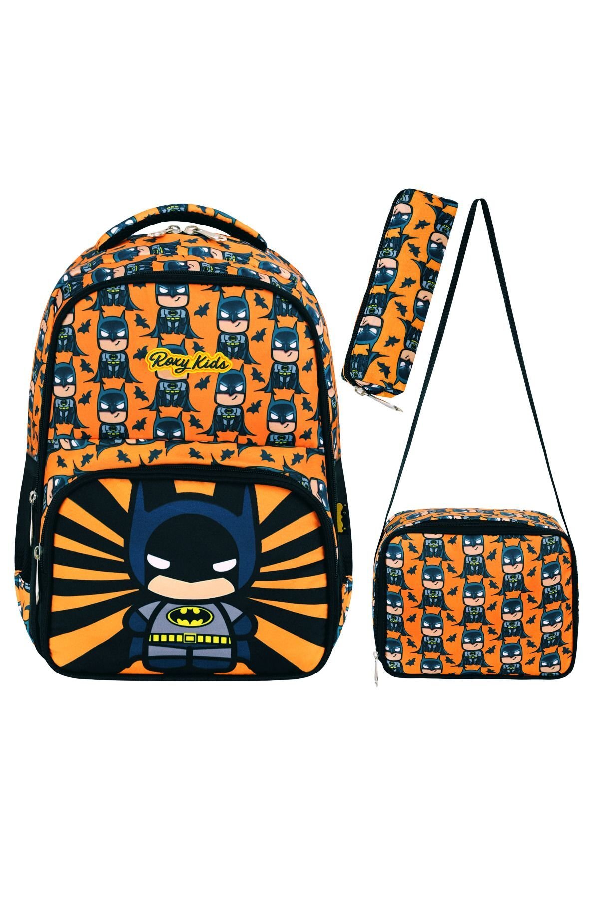 Batman 3'lü Set Ilkokul Çantası, Termal Beslenme Çantası Ve Kalem Kutusu Seti