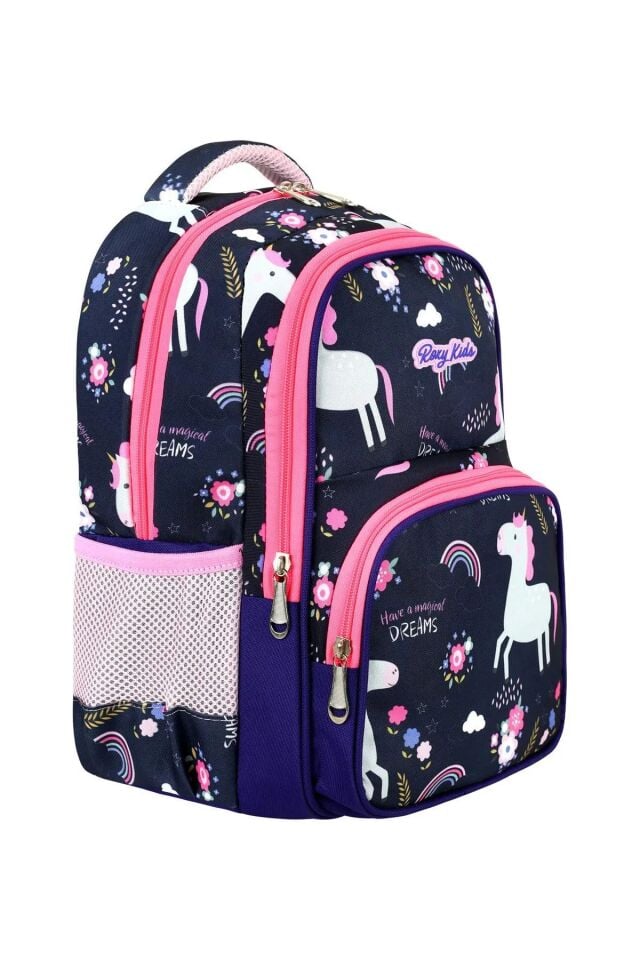 Lisanslı Unicorn 3'lü Set İlkokul Çantası, Termal Beslenme Çantası ve Kalem Kutusu Seti