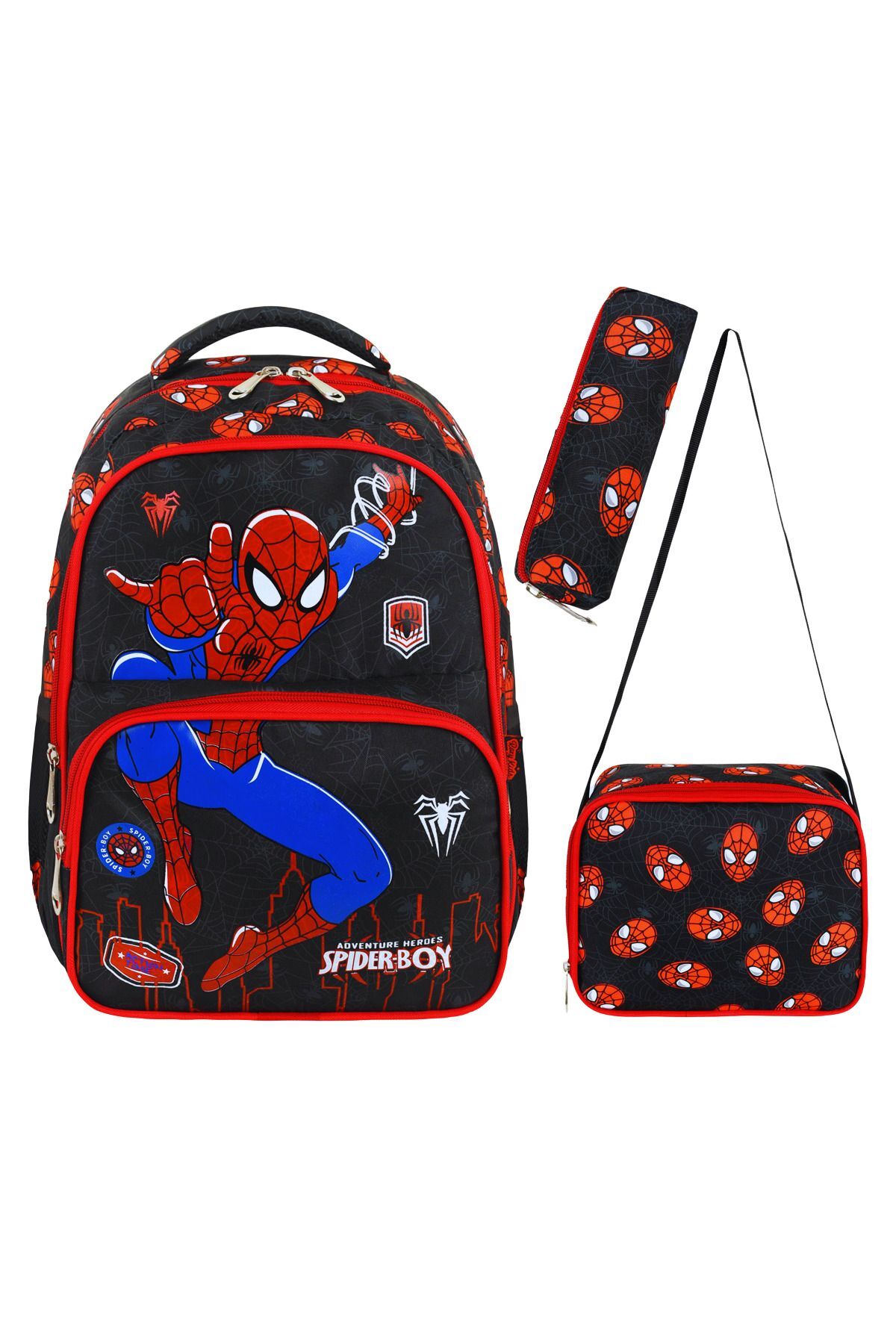 Örümcek 3'lü Set Ilkokul Çantası, Termal Beslenme Çantası Ve Kalem Kutusu Seti