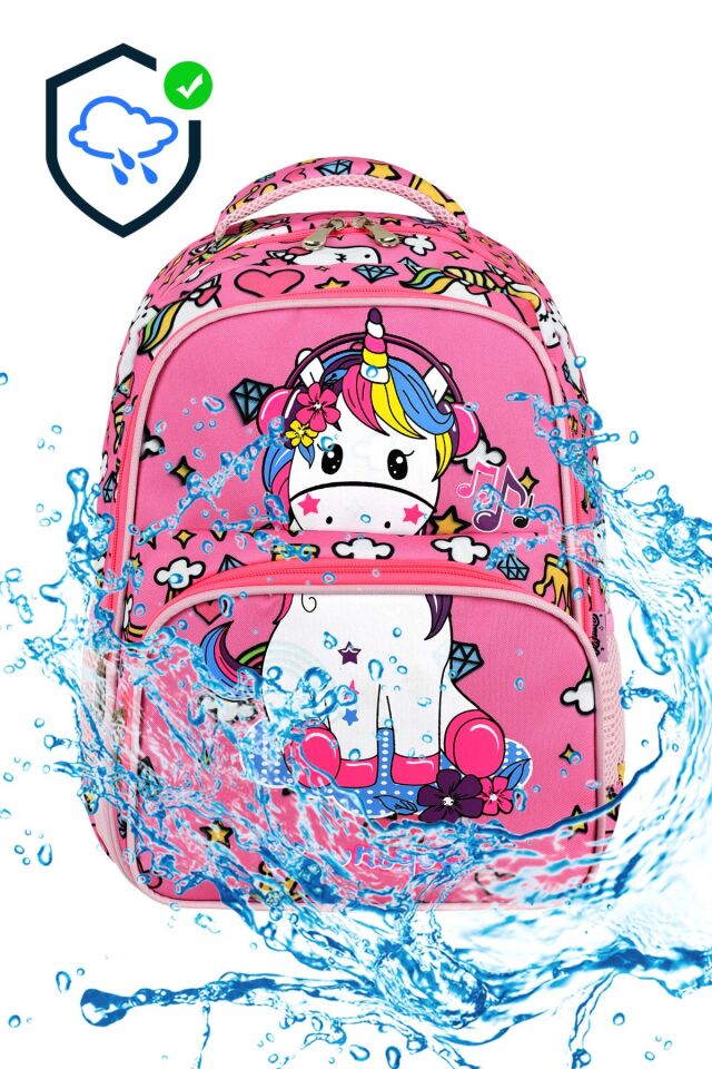 Lisanslı Unicorn Desenli İlkokul Çantası, Termal Beslenme Çantası ve Kalem Kutusu Seti