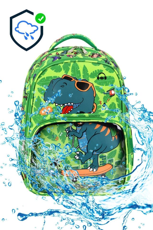 Lisanslı Dinazor Desenli İlkokul Çantası,Beslenme Çantası ve Kalem Kutusu Seti